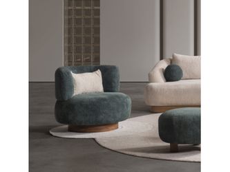 Palermo Teal Round Swivel Arm Chair