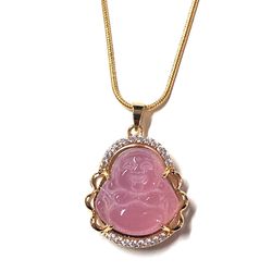 Jade pink jadeite Buddha agate smooth and luck pendant necklace