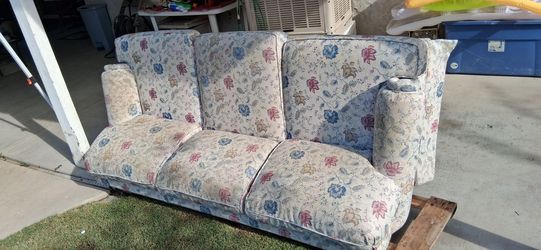 Floral Upholstered Three-Seat Sofa