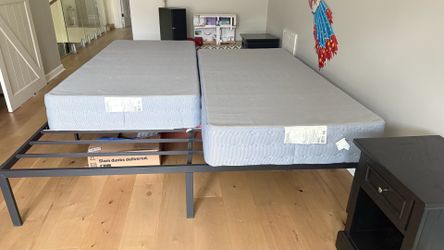 King bed frame and box spring and mattress