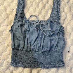 Cropped Denim Style Tanks Too With Rouge Size Small