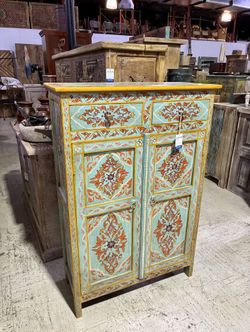 Solid Wood Painted Storage Cabinet