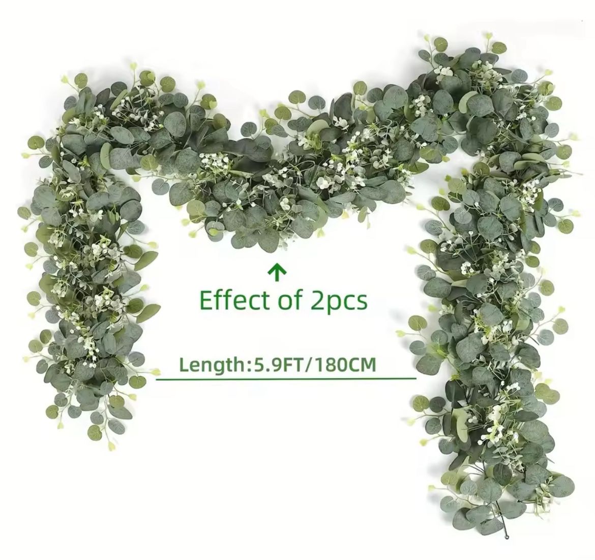 2pcs Artificial Eucalyptus Vine Plant Real Texture Fake Green Hanging Plant Wedding Courtyard Garden Home Party Wall Decoration