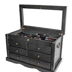 DisplayGifts Collector's Choice Solid Wood Knife Display Case Tool Storage Cabinet w/ 5 Drawer Gallery Quality Black