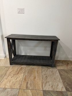 Rustic Wood Console Table with Bottom Shelf