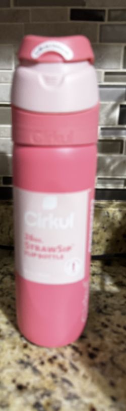 Cirkul 26oz StrawSip Flip Water Bottle, Stainless Steel, Double Wall Insulated, Charmed (Coral)
