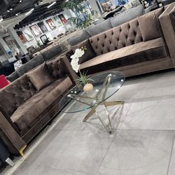 Customizable Sofa Set 🤎 Brown Velvet 🎨