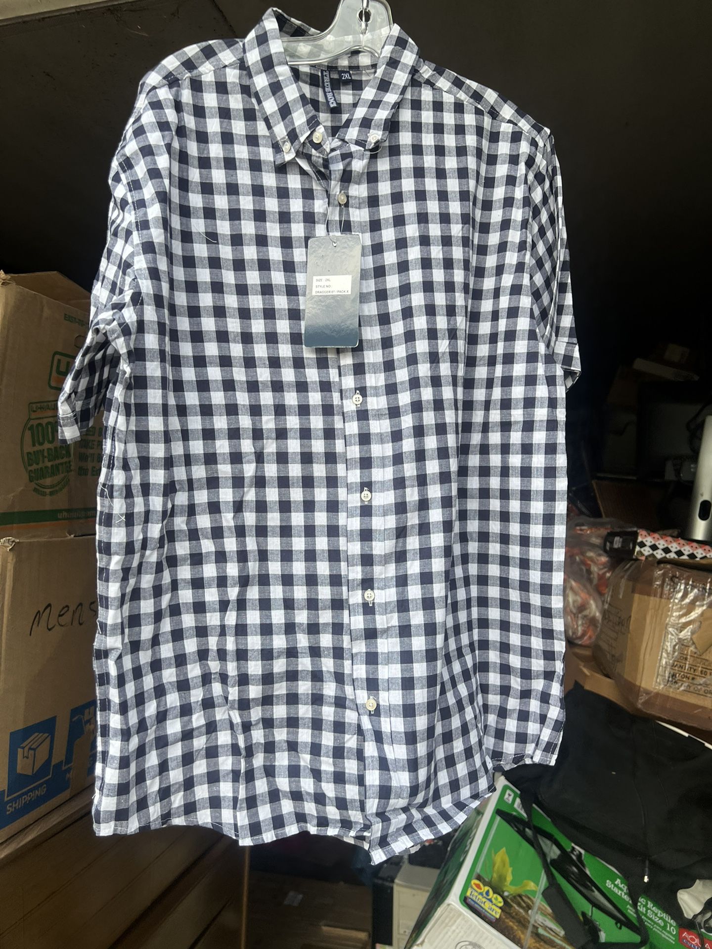True Rock Men’s Dress shirt, short sleeves, size 2XL, button up, new with tags, checkered black and white 