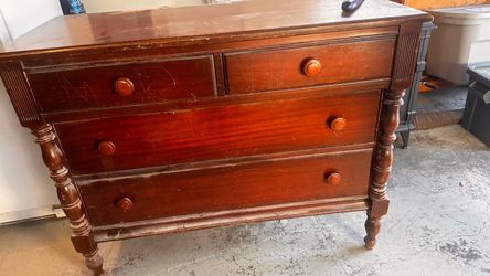 Antique Wood Dresser with Turned Legs