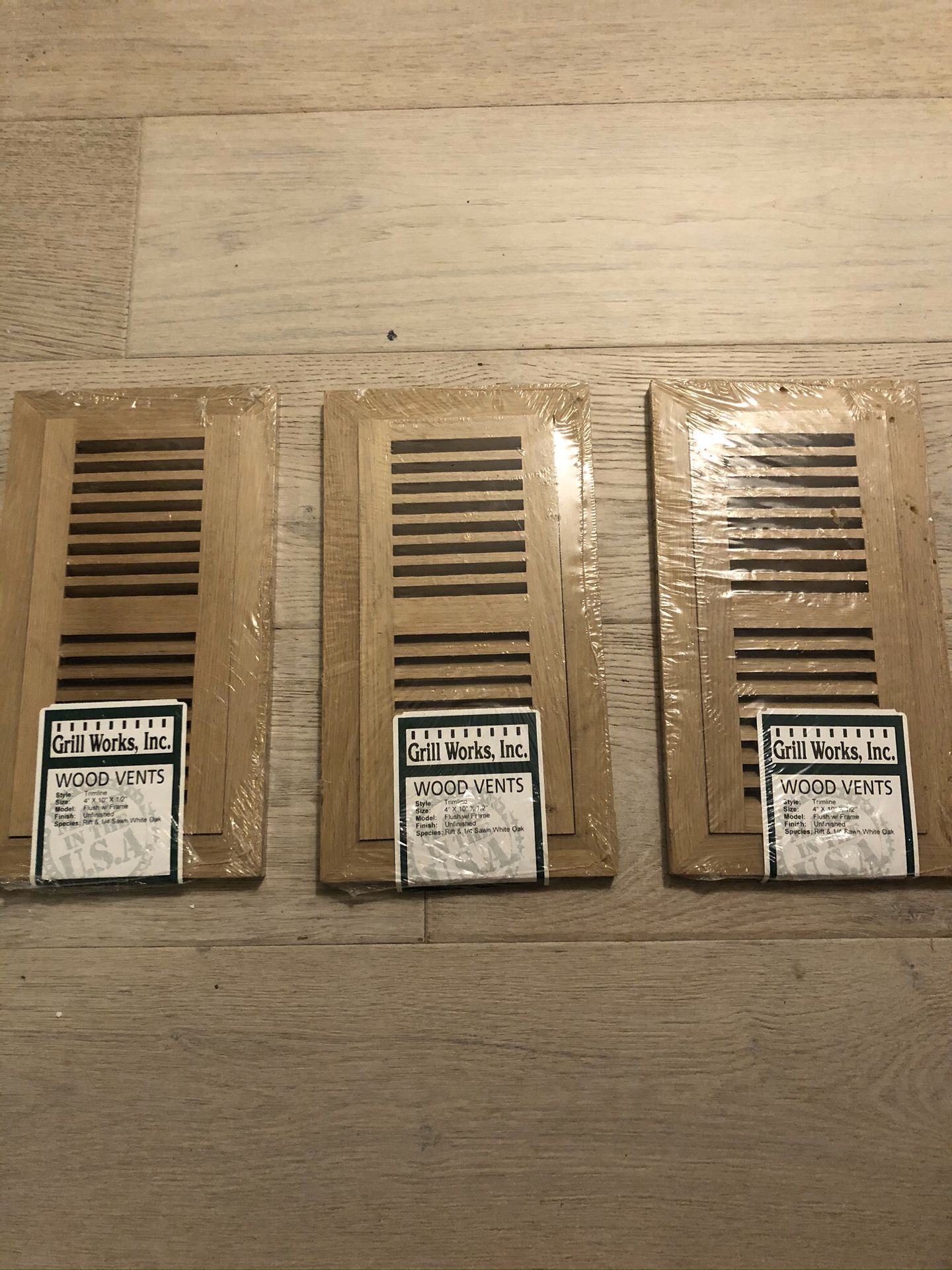 (3) Unfinished Wood Floor Vents. Brand New
