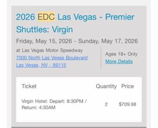 EDC premier shuttle Virgin