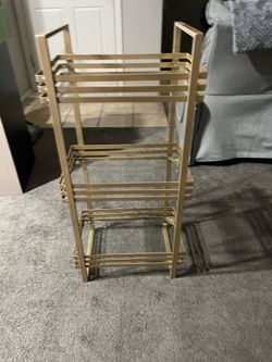 Gold bathroom glass caddy
