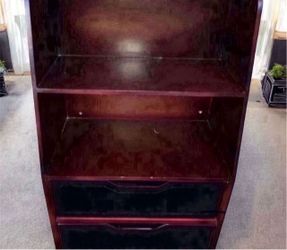 31" Mahogany & Black Shelf w/2 Drawers
