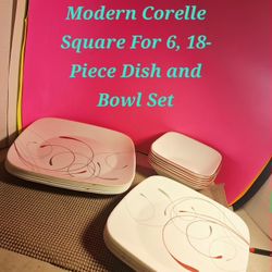 Modern Corelle Square For 6, 18-Piece Dish And Bowls Set (1 Extra Bowl &4 Mugs) All For 200.00
