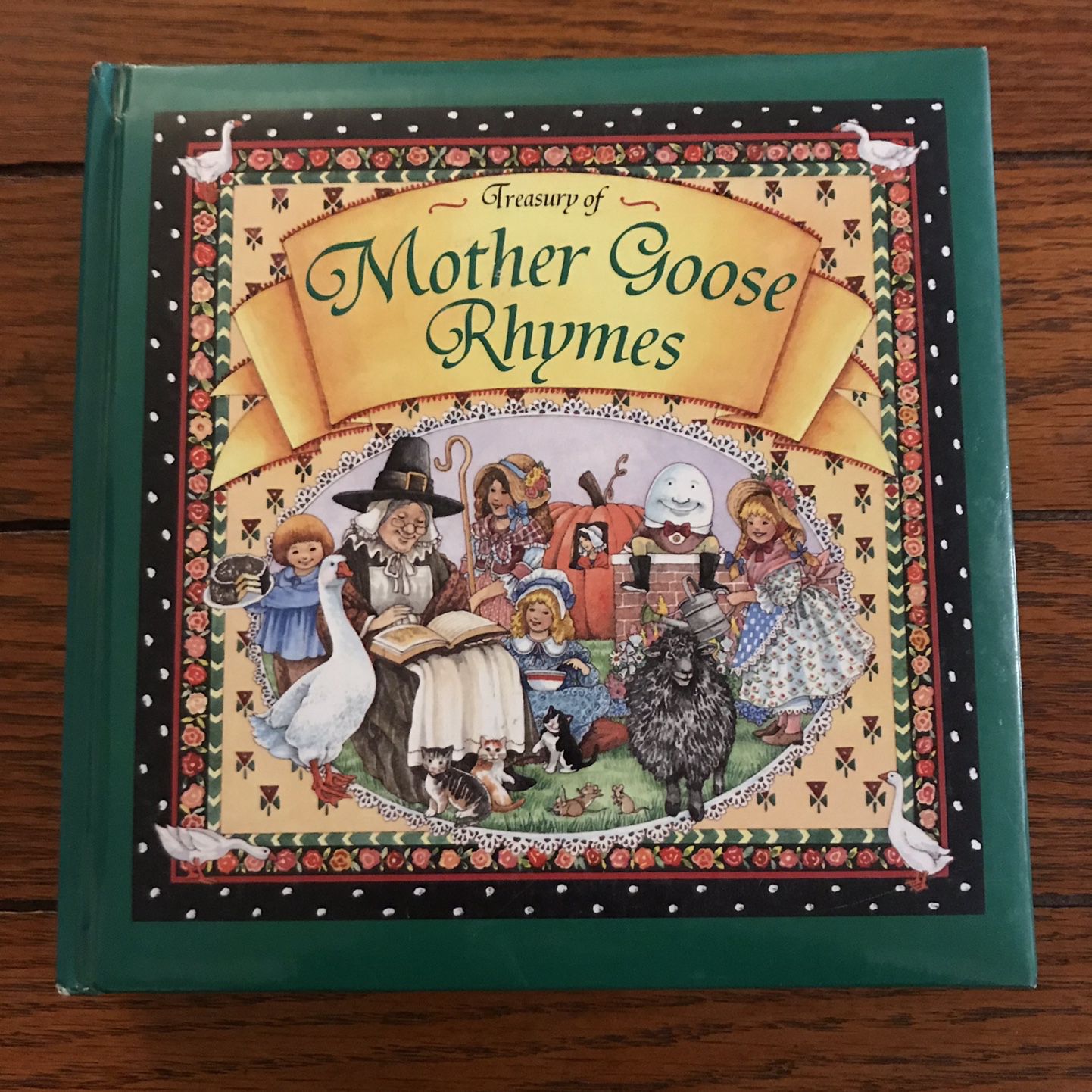 Treasury of Mother Goose Rhymes With Golden Edge Vintage 1996 Hardcover Book.