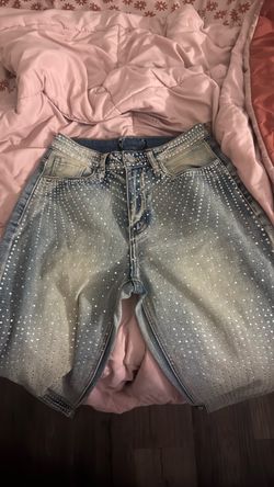 Fashion nova chasing a dream embellished straight jeans