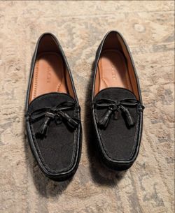 Coach 6.5 Greenwich Signature Loafer Black Jacquard Tassels