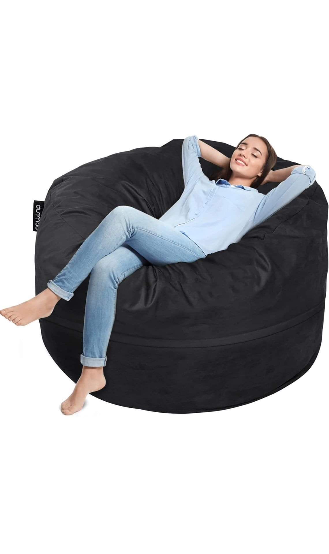 Anuwaa Giant 4ft Memory Foam Bean Bag Chair w/ Removable Cover - Black