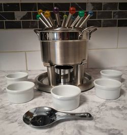 FARBERWARE STAINLESS STEEL FONDUE SET WITH BOX