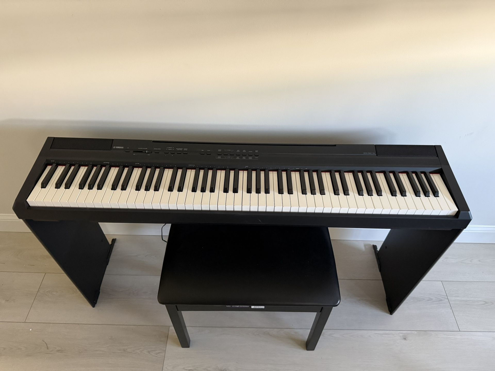 Yamaha P-105 (88-key) Keyboard With Stand And Chair, And Cover.
