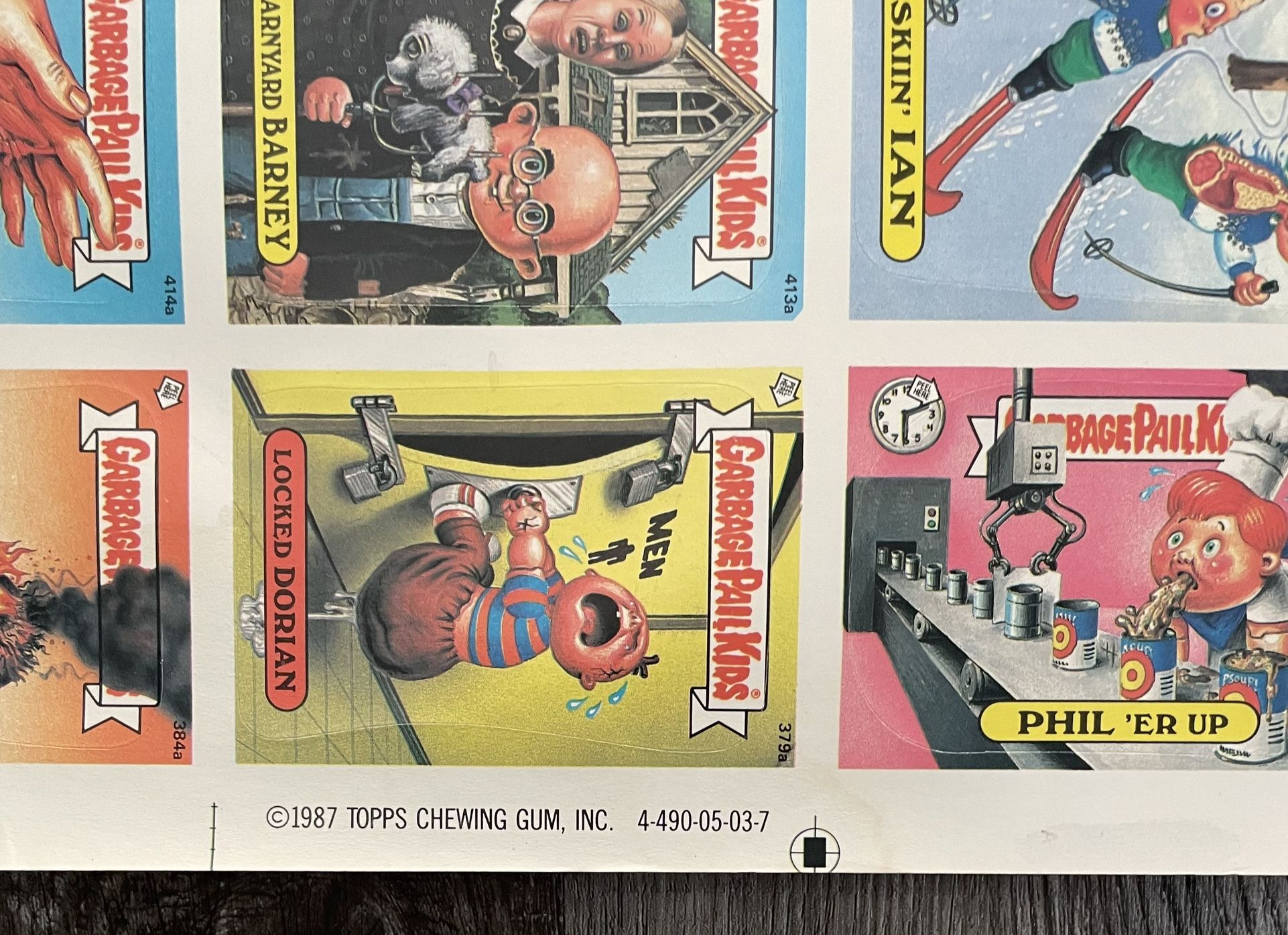 GARBAGE PAIL KIDS UNCUT 1987 SHEET