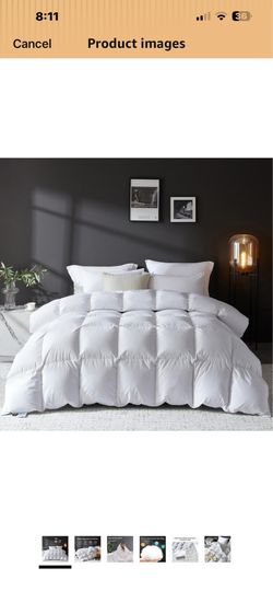 New vacuum sealed L LOVSOUL Goose Feather Down Fiber Comforter Oversize King Size, 100% Organic Cotton Fabric Duvet Insert,1200TC,750+Fill Power, Hote