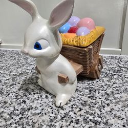 Vintage Easter bunny eggs basket wagon Ceramic Decorations