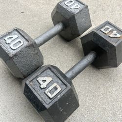 40 lb. Solid Hex Dumbbells (Set)