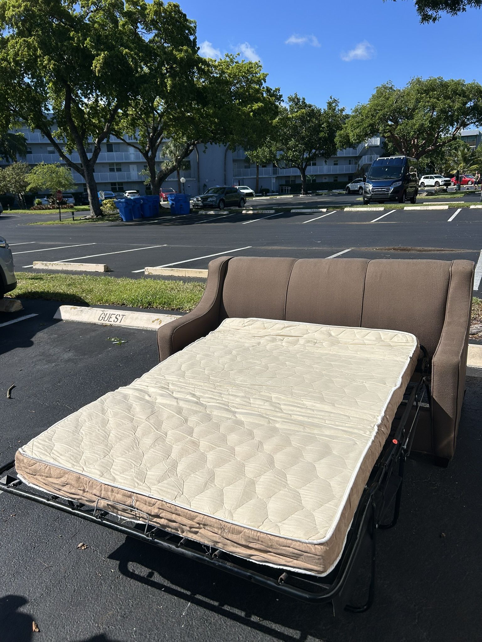 SOFA BED/ SLEEPER/ FABRIC / BROWN/ DELIVERY NEGOTIABLE