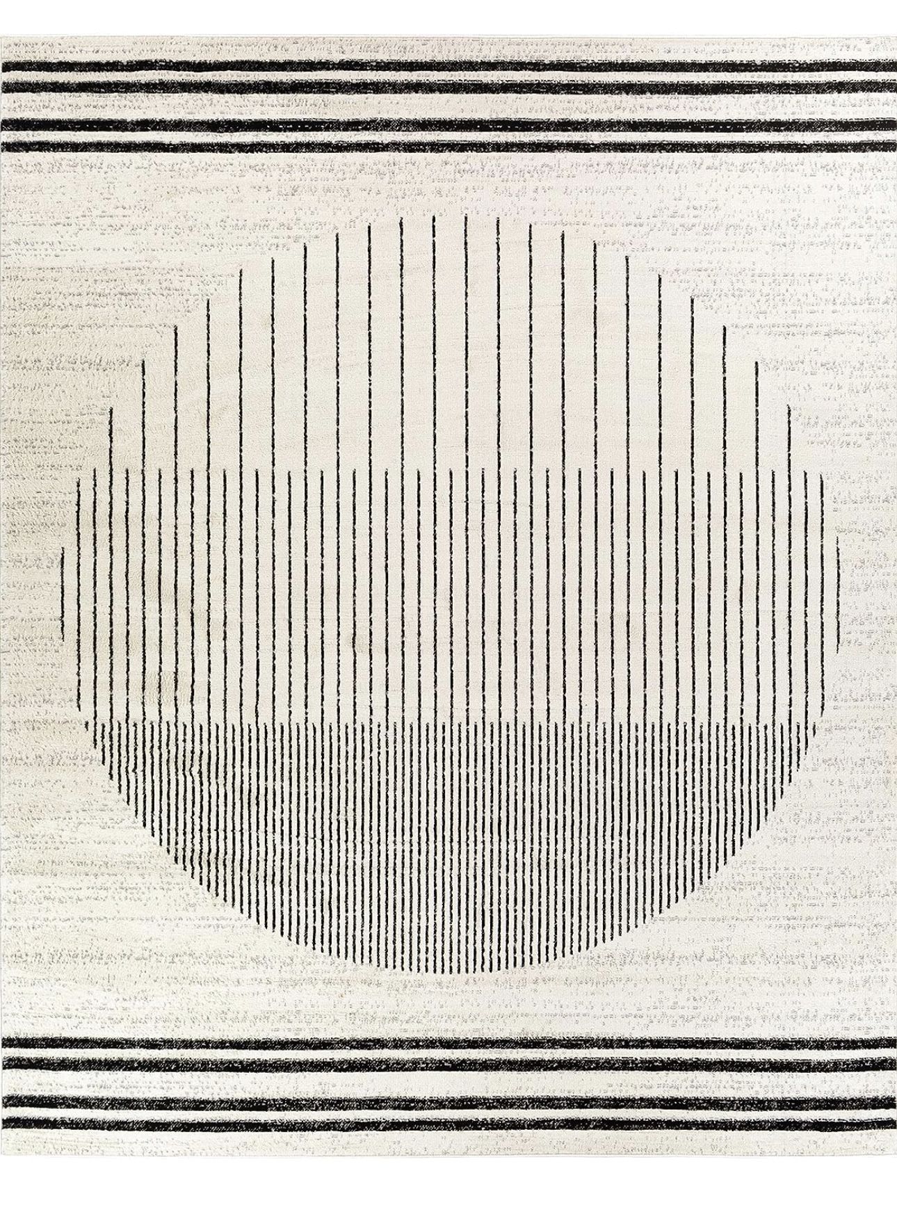 Modern Geometric Area Rug (7’10” x 10’) Ivory & Black