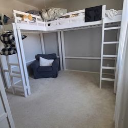 Custom White Double Twin Loft Bunk Bed