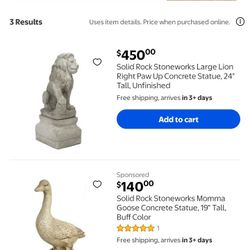 Solid Concrete Lions About 24 Inches Tall 17 Inches Long Very Heavy 100 Each Obi 