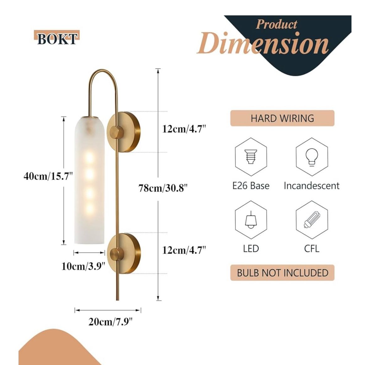 Wall Sconce Light Kid Century Modern Frosted Glass Brand New