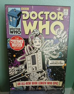 Dr. Who The Cybermen Invasion LARGE Comic Book Style Wooden wall hanging
