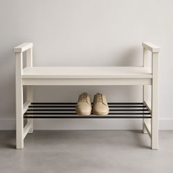 Entryway Shoe Storage Bench — Optional BEBE Accent Pillows 