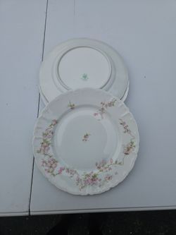 Three pink and green Austrian  collector plates