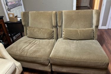 Greenish Microfiber Two-Seat Armless Sofa