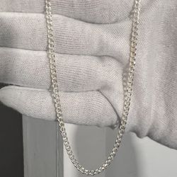 3.5mm Sterling Silver Cuban Link  Chain 18 Inch
