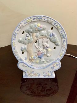 Vintage Bunny Tabletop Porcelain Night Light In Box
