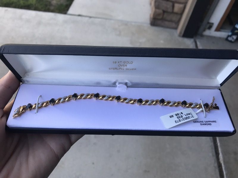 18K Gold Sapphire and Diamond Bracelet