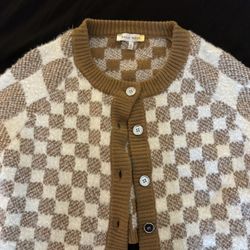 Checkered Cropped Cardigan 