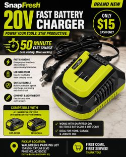 🔋 SnapFresh 20V Fast Battery Charger – New in Box – Compatible with SnapFresh 20V Batteries – $15