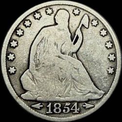 1854-O (Arrows) U.S. SEATED LIBERTY SILVER HALF DOLLAR 50c COIN (Fine)
