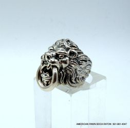 King Baby Studio Lion Head Ring Sterling Silver 925  Size 7 Pre-owned .