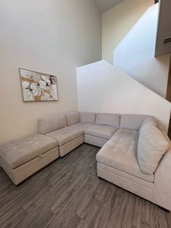Thomasville Tisdale 6-Piece Modular Sectional + Storage Ottoman Costco Couch