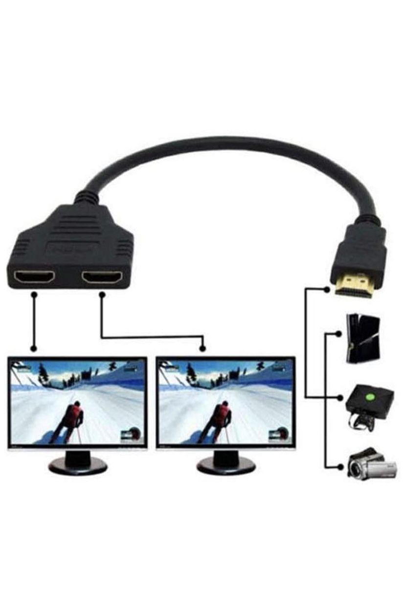 HDMI Cable 1080P HDMI Splitter Cable Port Male to 2 Female 1 in 2 Out Splitter Cable Adapter in HDMI HD, LED, LCD, TV Signal One in,Two Out(Black 12