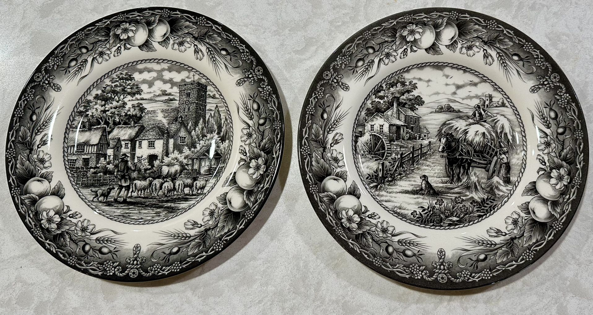 Vintage Royal Stafford Black Toile Salad Plates