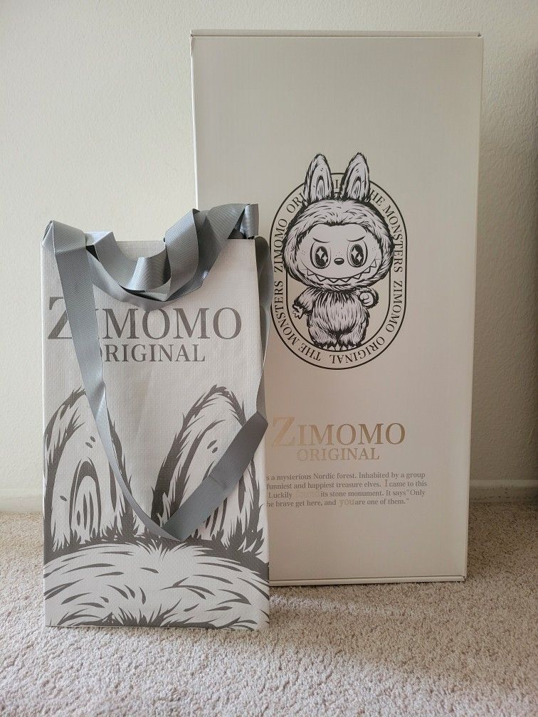 zimomo i found you popmart labubu with tote bag