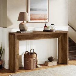 Brown Farmhouse Wood Console Table