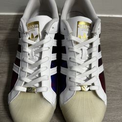 Men’s Adidas “Superstar” Edition - Hologram Gold Tongue Sneakers